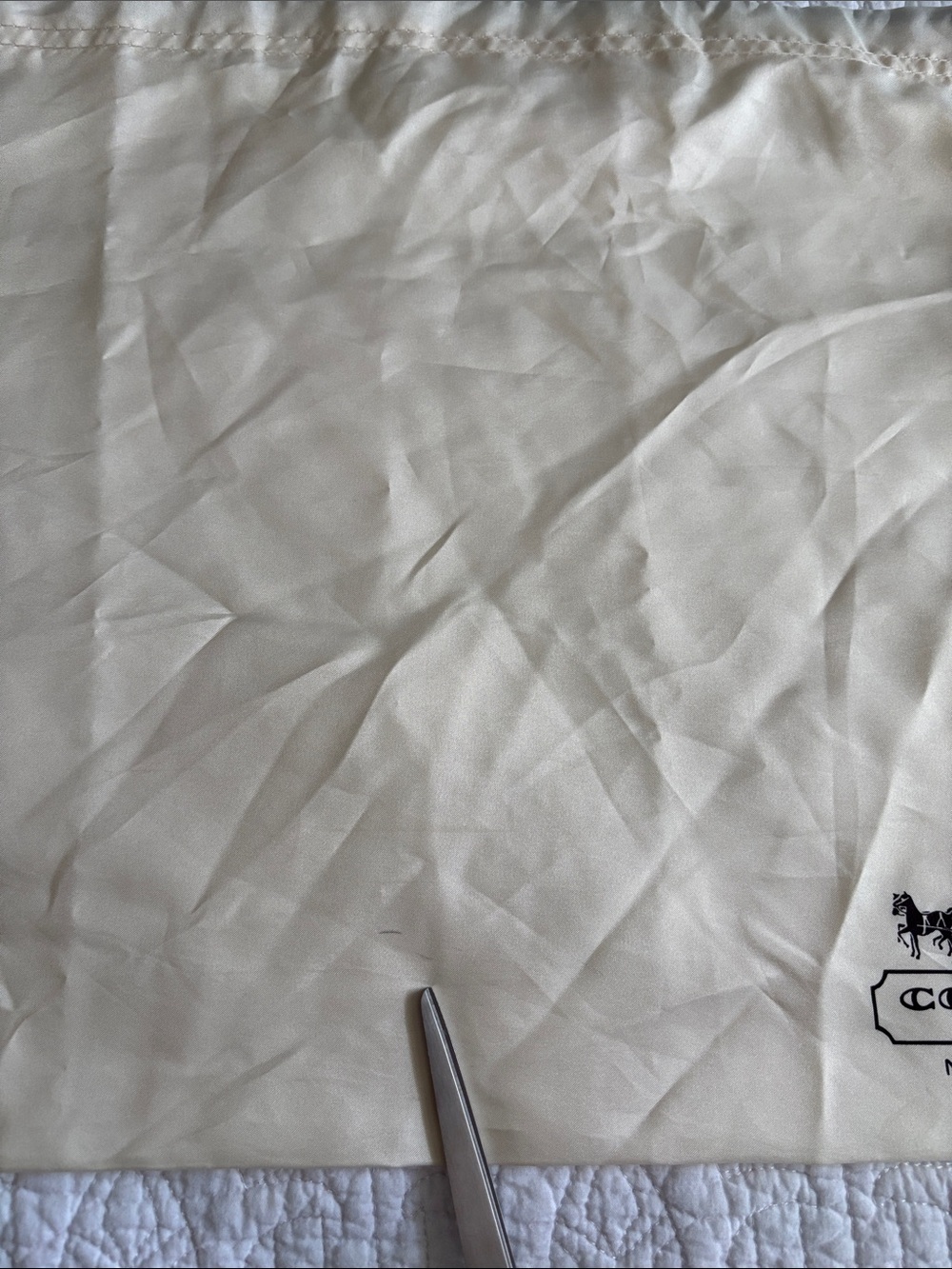 Coach Cream Drawstring Logo Dust Bag with Brown Cord - Picture 6 of 7
